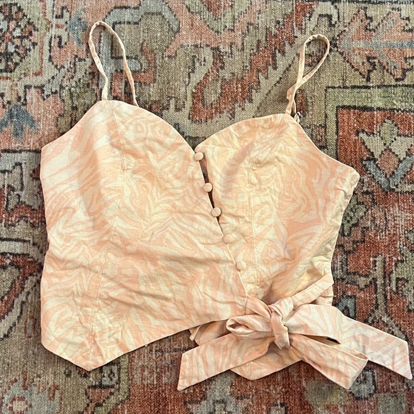 Urban Outfitters Tops - Urban outfitters peach tie front crop top spaghetti strap tank